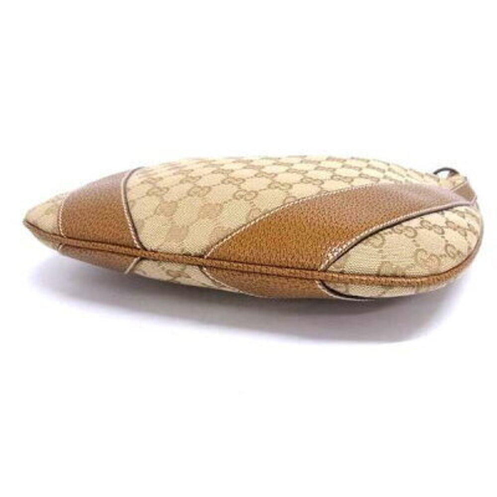 Gucci GG Brown Leather Canvas Bag Shoulder - Picture 3 of 6